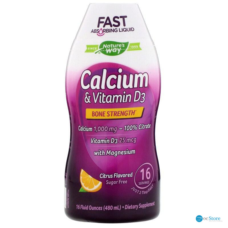 Кальцій і вітамін D3, Calcium & Vitamin D3, Nature's Way, цитрус, 480 мл