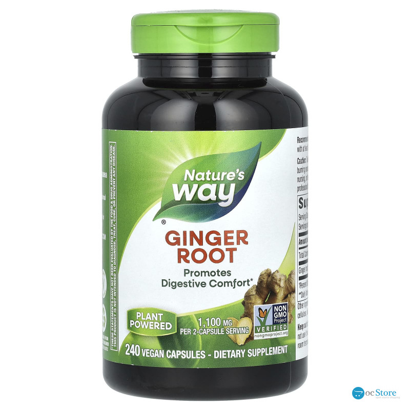 Корінь імбиру (Ginger Root), Nature's Way, 1100 мг, 240 веганських капсул (550 мг на капсулу)