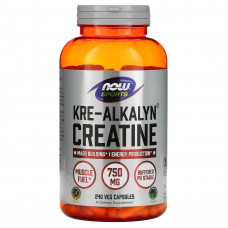Креатин, Kre-Alkalyn Creatine, Now Foods, Sports, 750 мг, 240 вегетаріанських капсул