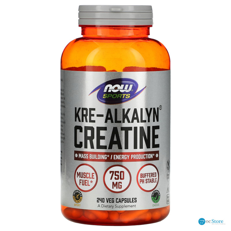 Креатин, Kre-Alkalyn Creatine, Now Foods, Sports, 750 мг, 240 вегетаріанських капсул