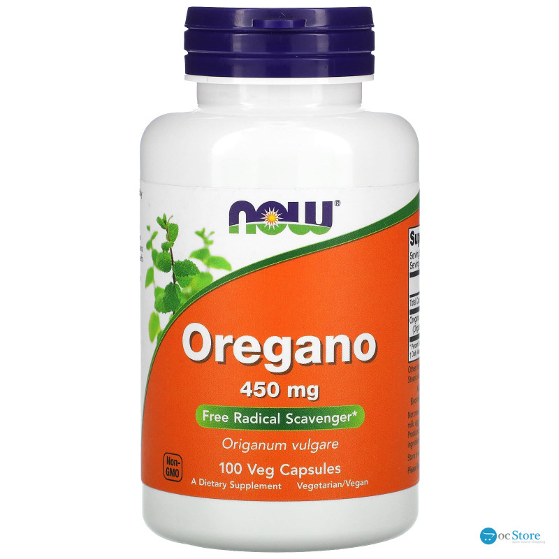 Орегано, Oregano, Now Foods, 450 мг, 100 вегетаріанських капсул