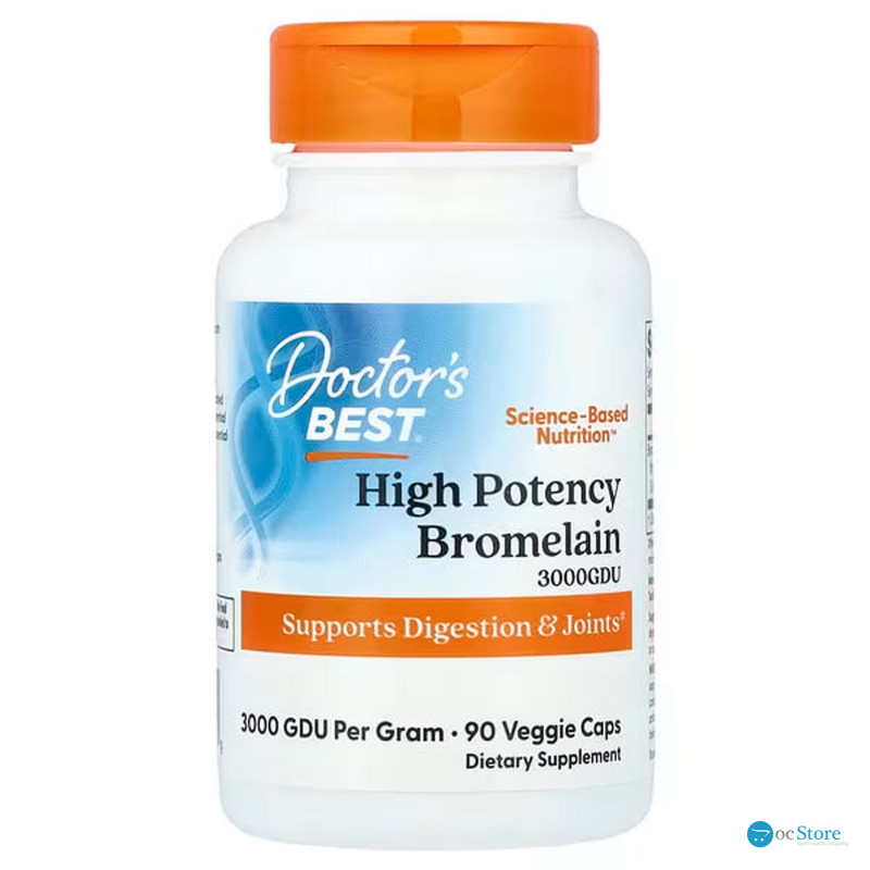 Бромелайн, High Potency Bromelain, Doctor's Best, високоефективний, 500 мг, 90 веганських капсул