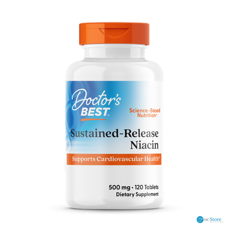 Вітамін В3 (ніацин), Niacin, Doctor's Best, 500 мг, 120 таблеток поступового вивільнення
