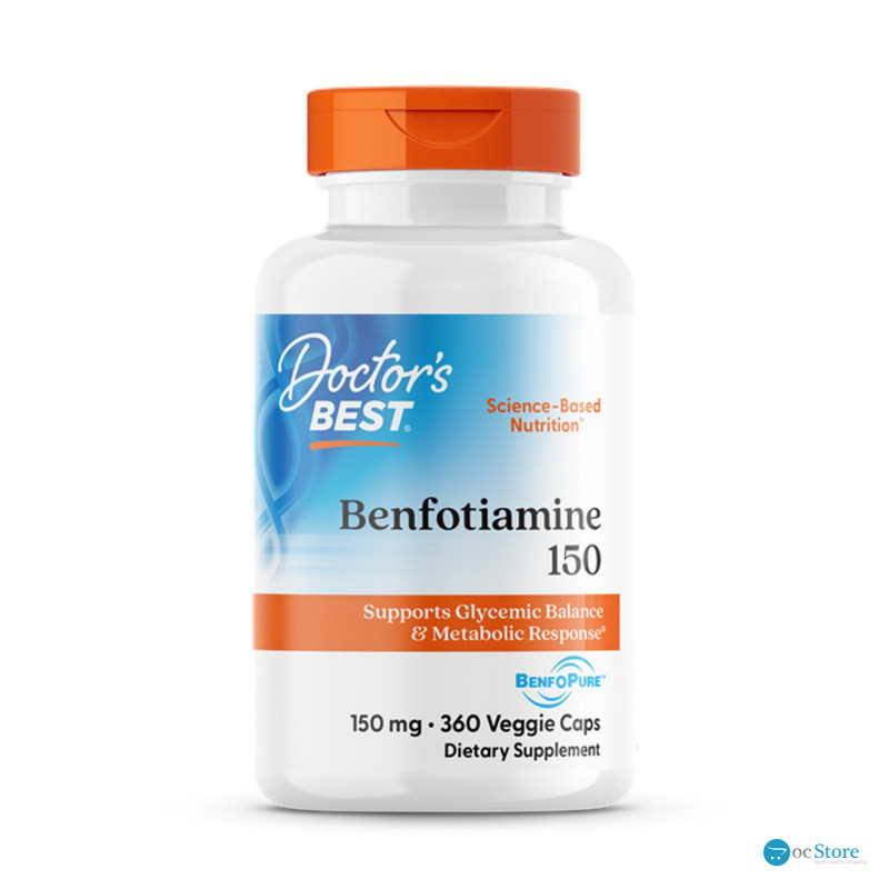 Бенфотіамін, Benfotiamine with BenfoPure, Doctor's Best, з BenfoPure, 150 мг, 360 веганських капсул