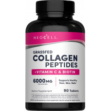 Пептиди колагену + вітамін С та біотин, Collagen, + Vitamin C & Biotin, NeoCell, 6000 мг, 90 таблеток