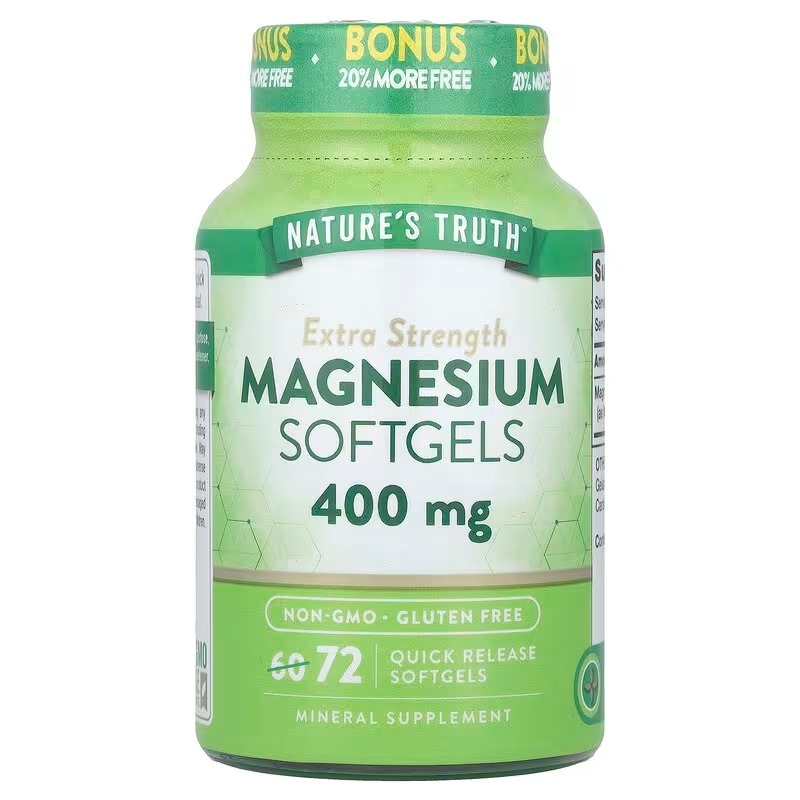 Магній, Magnesium, Nature's Truth, екстра сила, 400 мг, 72 гелевих капсул швидкого вивільнення