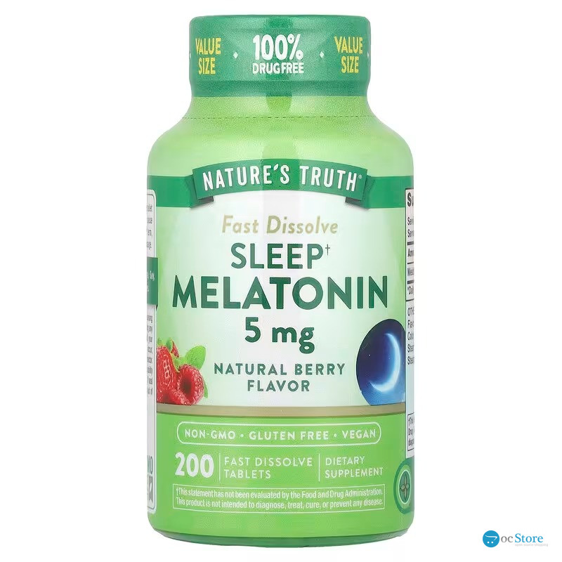 Мелатонін для сну, Sleep Melatonin, Nature's Truth, смак ягід, 5 мг, 200 швидкорозчинних таблеток