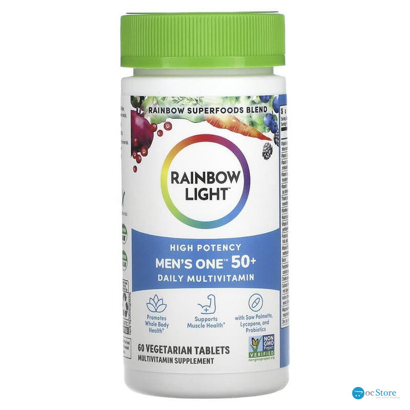 Мультивітаміни для чоловіків 50+, Men's One 50+, Rainbow Light, щоденні, висока потенція, 60 вегетаріанських пігулок