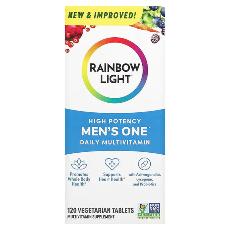 Мультивітаміни для чоловіків, Men's Multivitamin, Rainbow Light, одна на день, висока ефективність, 120 вегетаріанських таблеток