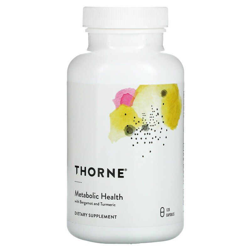 Підтримка метаболізму, Metabolic Health, Thorne, з бергамотом та куркумою, 120 капсул