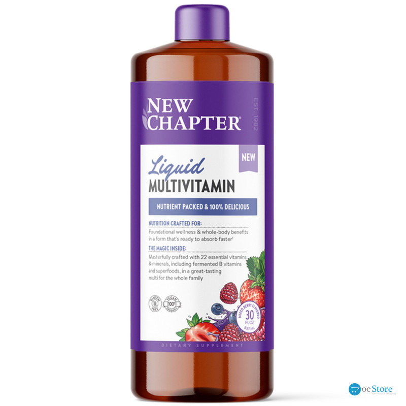 Мультивітаміни для всієї родини, Vegan Liquid Multivitamin for Whole Family, New Chapter, рідкі, веган, ягідний мікс, 887 мл