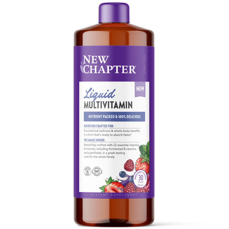 Мультивітаміни для всієї родини, Vegan Liquid Multivitamin for Whole Family, New Chapter, рідкі, веган, ягідний мікс, 887 мл