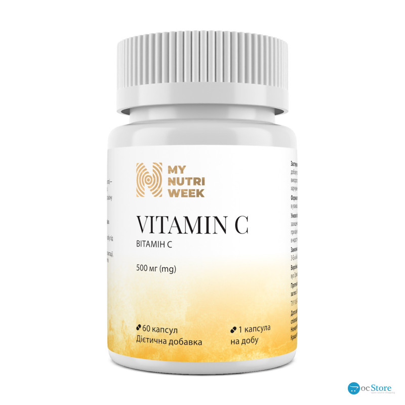 Вітамін С, Vitamin C, My Nutri Week, 500 мг, 60 капсул