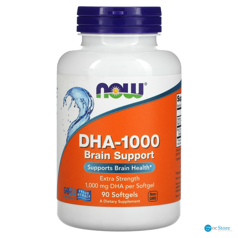 ДГК для покращення роботи мозку, DHA-1000, Now Foods, 1000 мг, 90 гелевих капсул