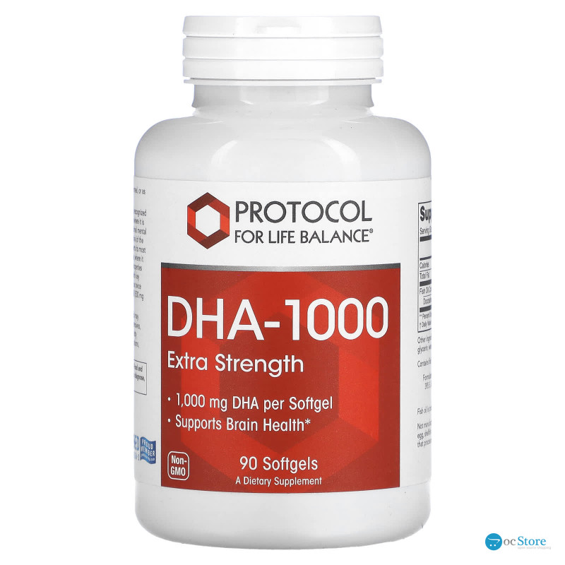 Докозагексаєнова кислота, DHA-100, Protocol for Life Balance, підвищена сила, 1000 мг, 90 гелевих капсул