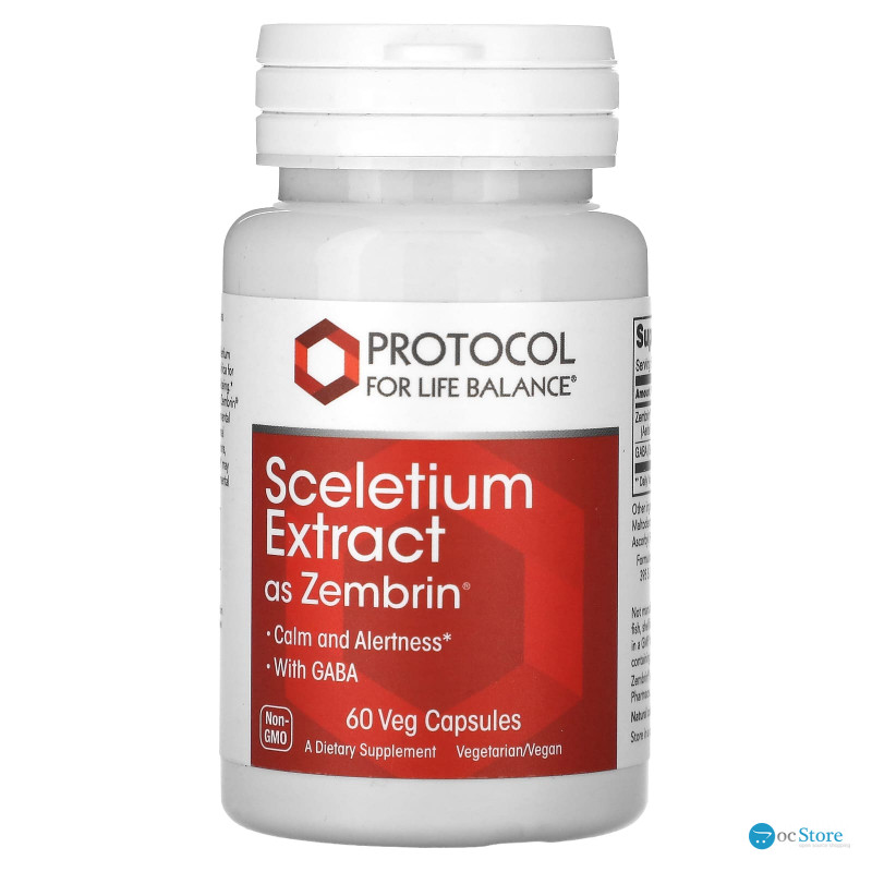 Канна, Sceletium Extract, Protocol for Life Balance, екстракт з ГАМК, для підтримки емоційного та психічного благополуччя, 60 рослинних капсул