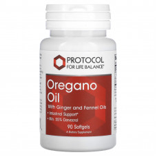 Олія орегано з оліями імбиру та фенхелю, Oregano Oil, Protocol for Life Balance, 90 гелевих капсул
