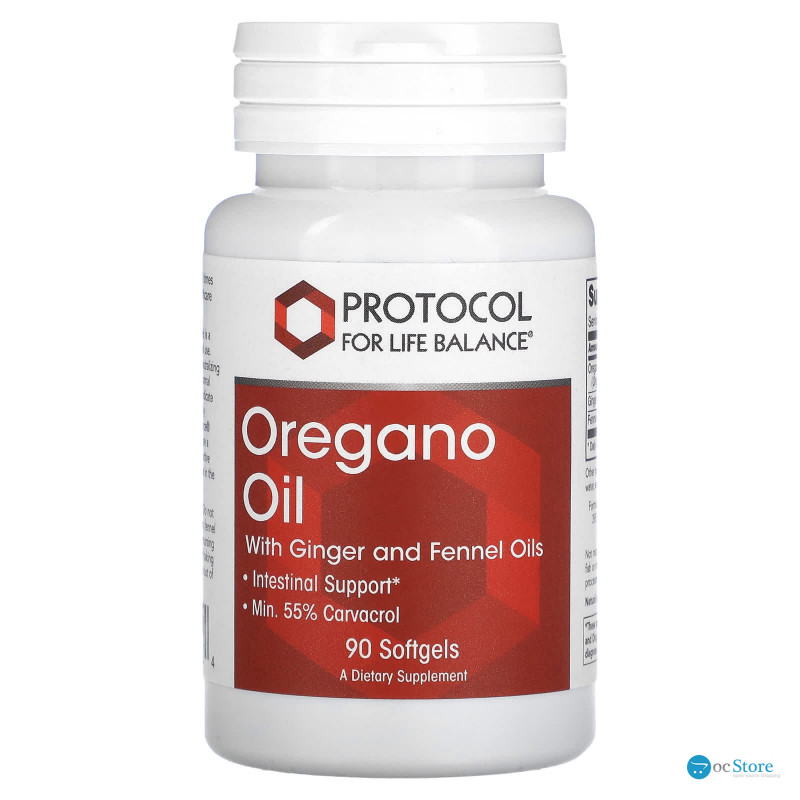 Олія орегано з оліями імбиру та фенхелю, Oregano Oil, Protocol for Life Balance, 90 гелевих капсул