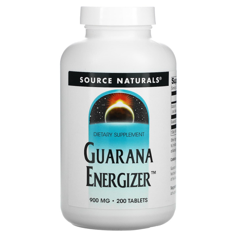 Гуарана, Guarana Energizer, Source Naturals, 900 мг, 200 таблеток