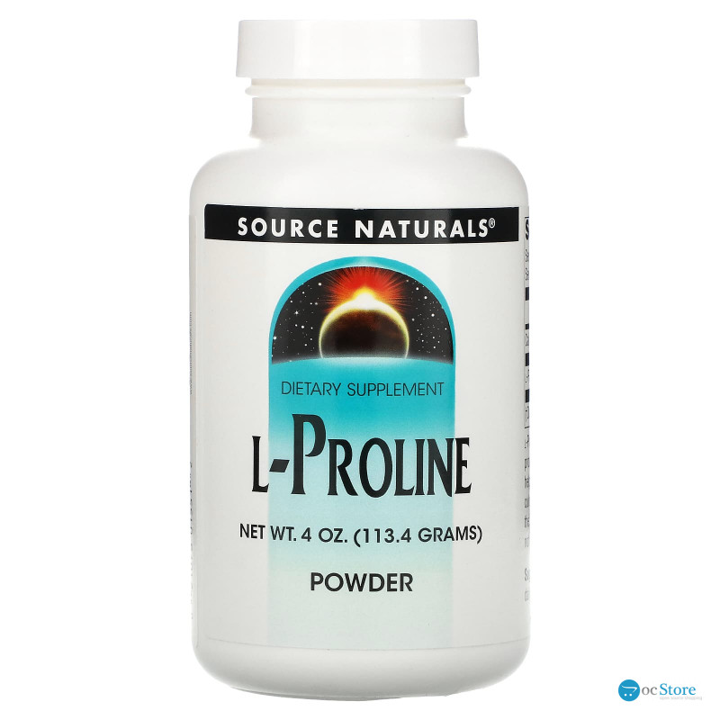 Пролін, L-Proline Powder, Source Naturals, порошок, 113,4 г