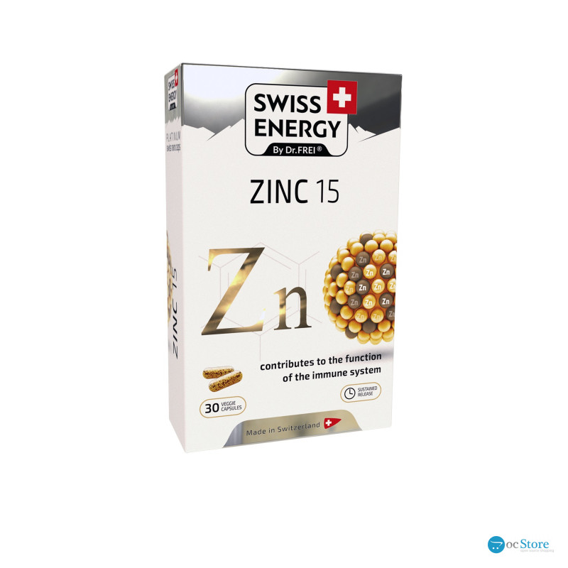 Цинк, ZINC blister, Swiss Energy, 15 мг, 30 веганських капсул