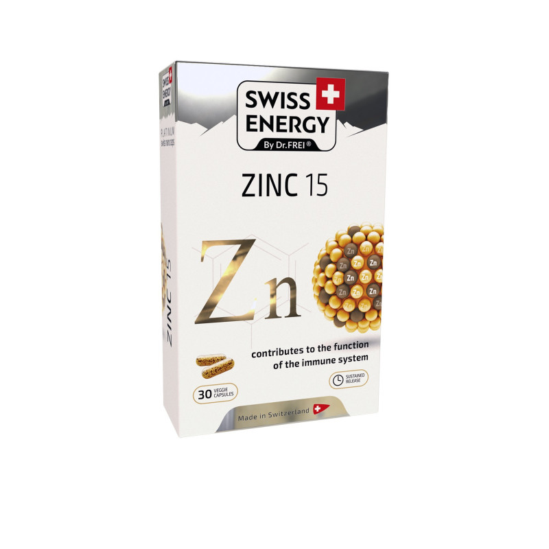 Цинк, ZINC blister, Swiss Energy, 15 мг, 30 веганських капсул