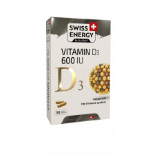 Вітамін D3 для імунітету, D3 600 IU, Swiss Energy, 15 мкг (600 МО), 30 веганських капсул