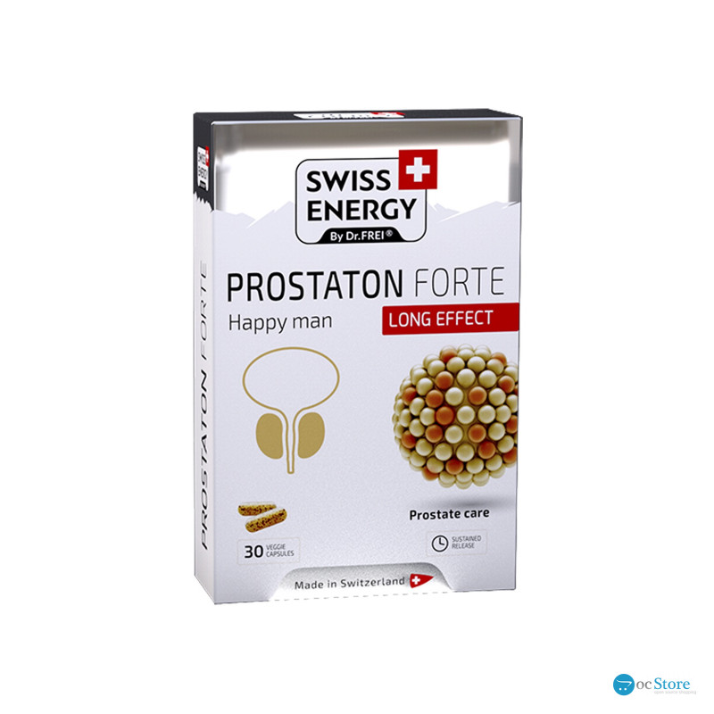 Підтримка простати, Prostaton Forte, blister, Swiss Energy, комплекс продовженої дії, 30 веганських капсул