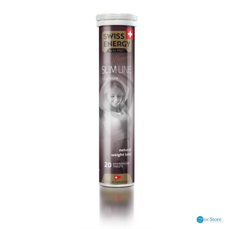L-карнітин для схуднення, SLIM LINE L-Carnitine CH, Swiss Energy, натуральний контроль ваги, 20 розчинних таблеток
