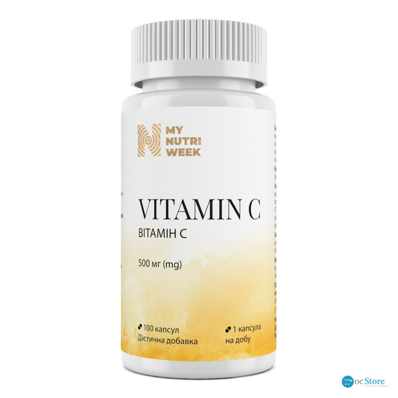 Вітамін С, Vitamin C, My Nutri Week, 500 мг, 100 капсул