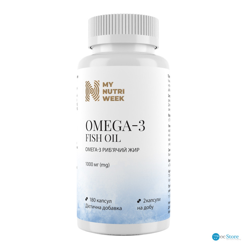 Омега-3 риб'ячий жир, Omega-3 Fish Oil, My Nutri Week, 1000 мг, 180 капсул
