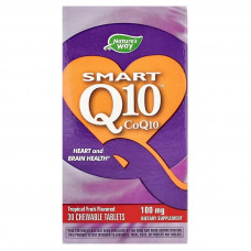 Коензим Q10, Smart Q10™, Nature's Way, смак тропічних фруктів, 100 мг, 30 жувальних таблеток