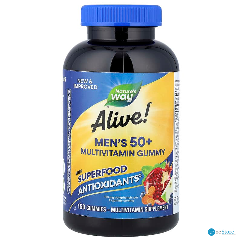 Мультивітаміни для чоловіків віком від 50 років, Alive! Men's 50+, Nature's Way, смак фруктів, 150 жувальних таблеток