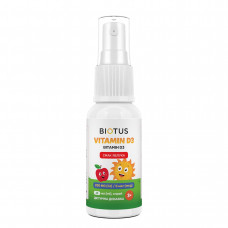 Вітамін D3, Vitamin D3, Biotus, спрей для дітей, смак яблука, 200 МО/5 мкг, 30 мл