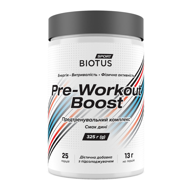 Передтренувальний комплекс, Pre-workout Boost, Biotus, смак дині, 350 г