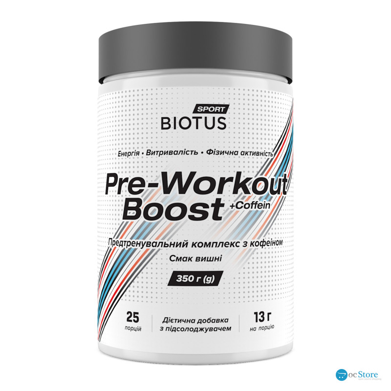 Передтренувальний комплекс, Pre-workout Boost, Biotus, смак вишні, 350 г