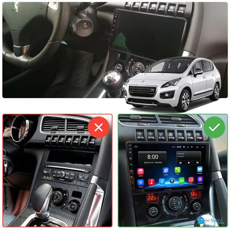 Штатная магнитола Lesko для Peugeot 3008 I Рестайлинг 2013-2016 экран 9" 2/32Gb 4G Wi-Fi GPS Top