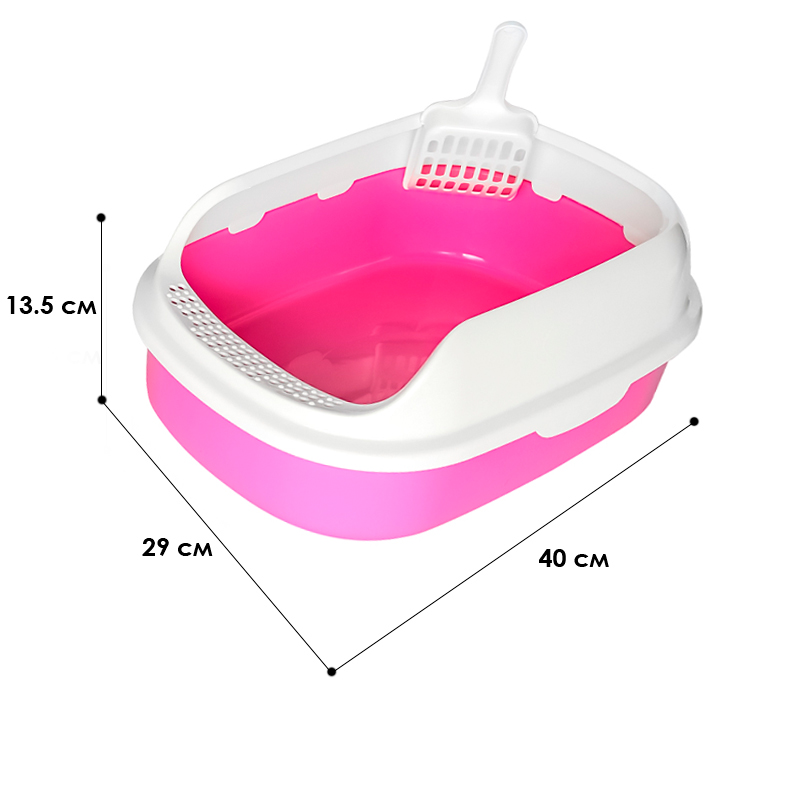 Туалет для кошек с лопаткой Taotaopets 226611 40*29*13,5 см Pink