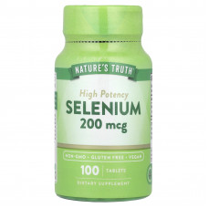 Селен, Selenium, Nature's Truth, висока ефективність, 200 мкг, 100 таблеток