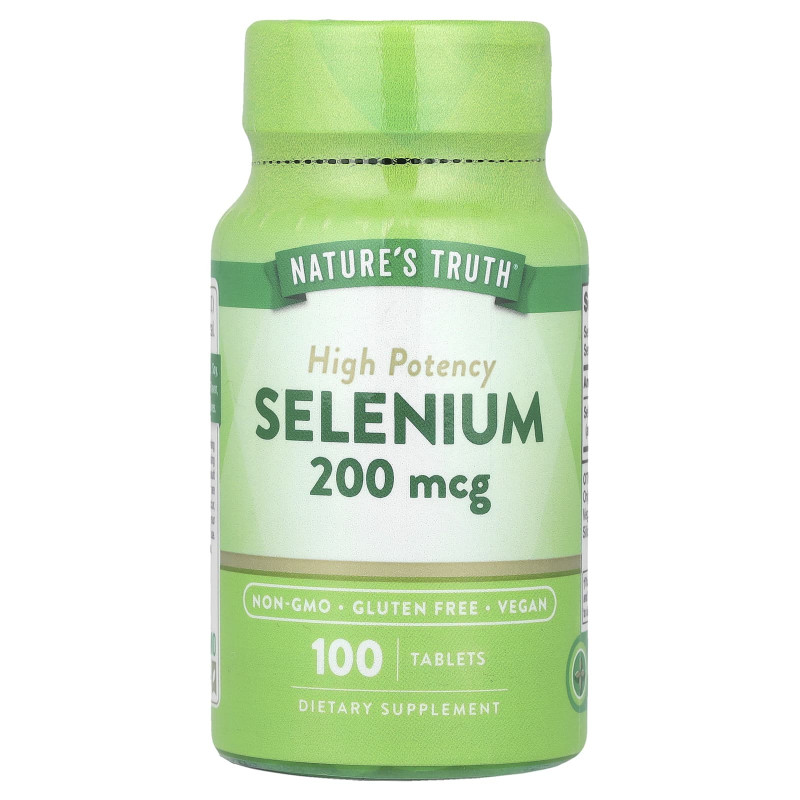 Селен, Selenium, Nature's Truth, висока ефективність, 200 мкг, 100 таблеток