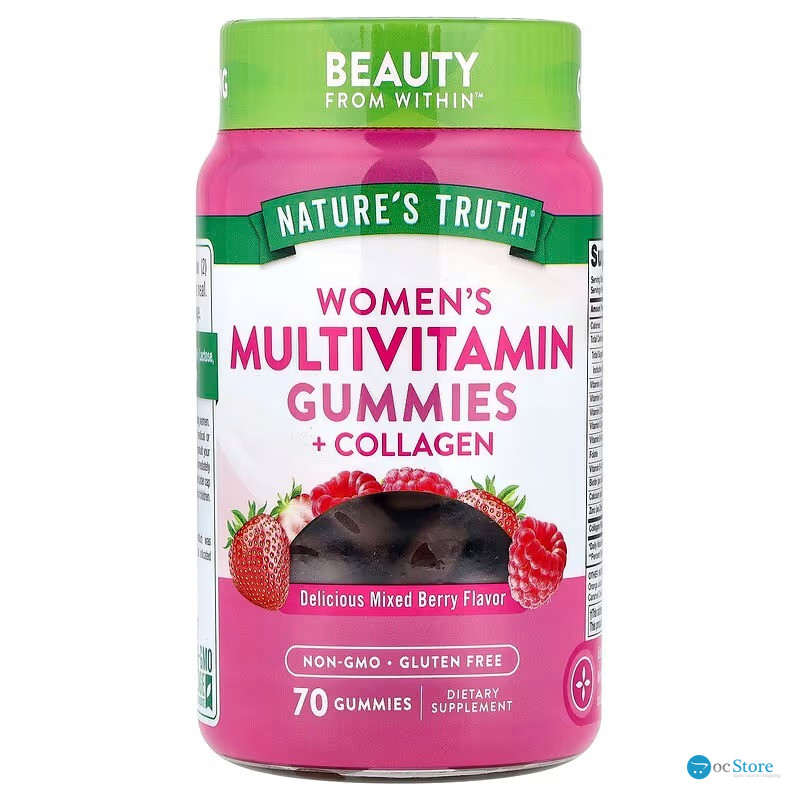 Мультивітаміни для жінок з колагеном, Women's Multivitmain + Collagen, Nature's Truth, суміш ягід, 70 жувальних цукерок