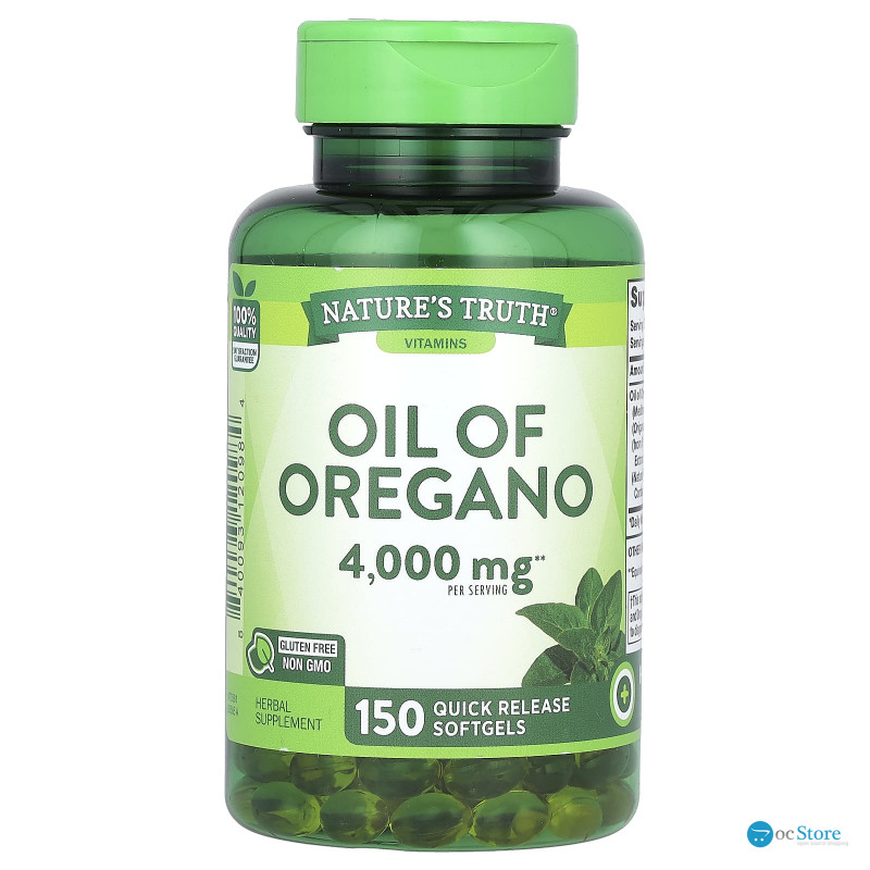 Олія орегано, Oil Of Oregano, Vitamins, Nature's Truth, 2000 мг, 150 гелевих капсул швидкого вивільнення