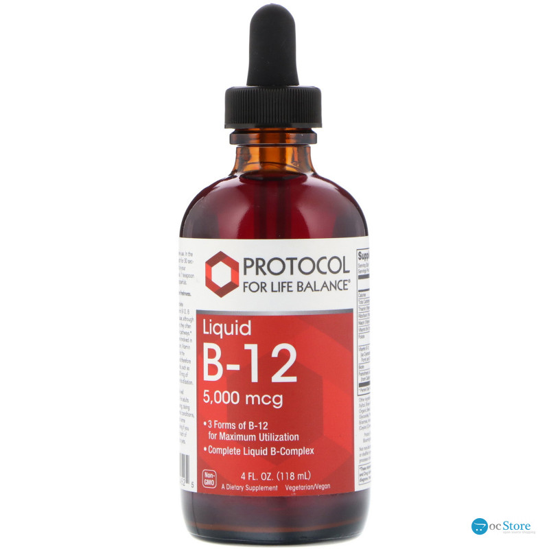 Вітамін В-12, Liquid B-12, Protocol for Life Balance, 5000 мкг, 118 мл