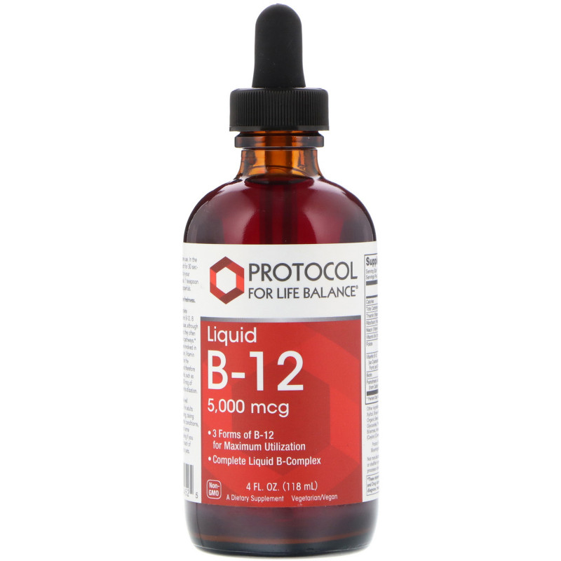 Вітамін В-12, Liquid B-12, Protocol for Life Balance, 5000 мкг, 118 мл