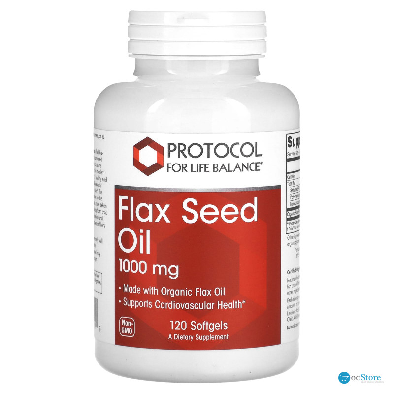 Олія насіння льону, Flax Seed Oil, Protocol for Life Balance, 1000 мг, 120 гелевих капсул