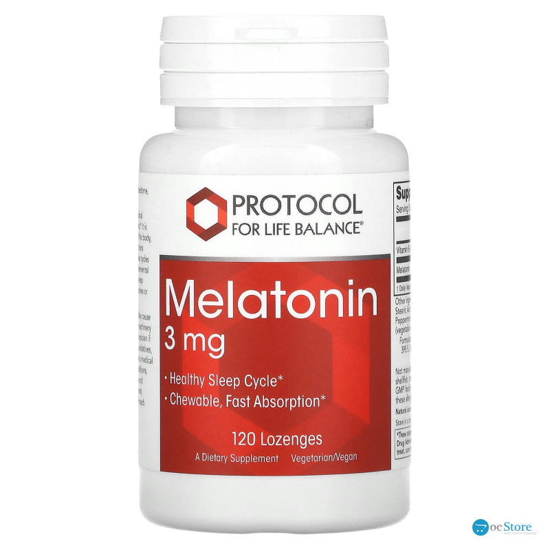 Мелатонін, Melatonin, Protocol for Life Balance, 3 мг, 120 льодяників