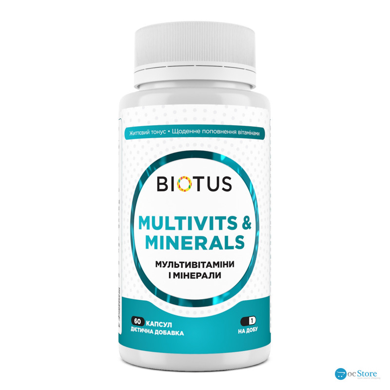 Мультивітаміни та мінерали, Multivits & Minerals, Biotus, 60 капсул