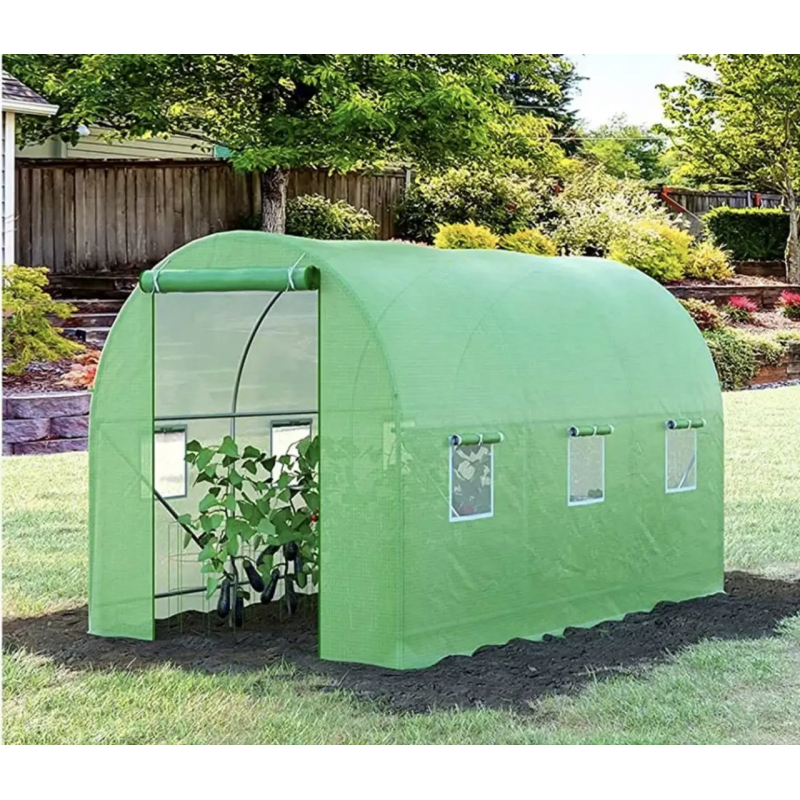 Садова теплиця 6 м² (3 × 2 × 2 м) з вікнами, армована плівка UV-4, Зелена (Польща)