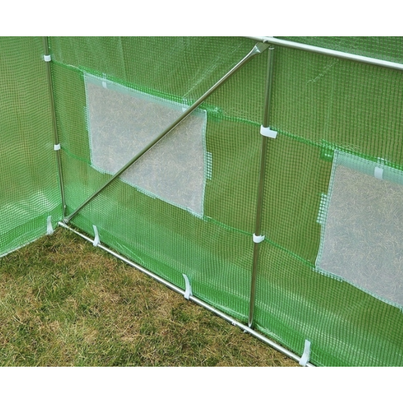 Садова теплиця 6 м² (3 × 2 × 2 м) з вікнами, армована плівка UV-4, Зелена (Польща)