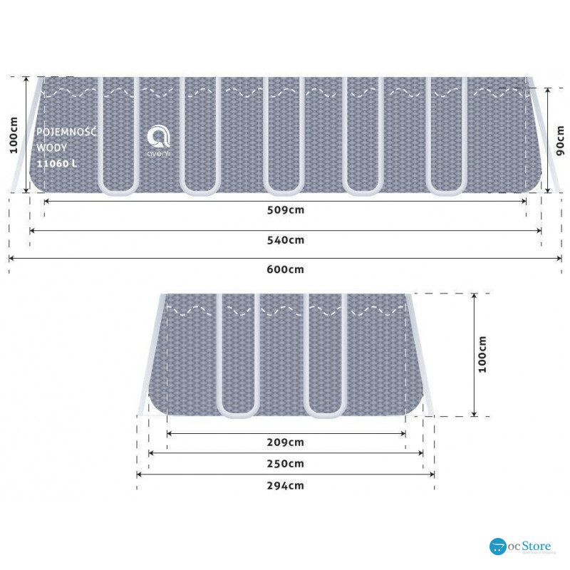Прямокутний каркасний басейн Avenli 540 x 250 x 100 см (16в1)